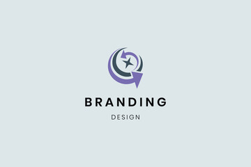Fototapeta premium Bold letter round arrow logo initial creative element concept template