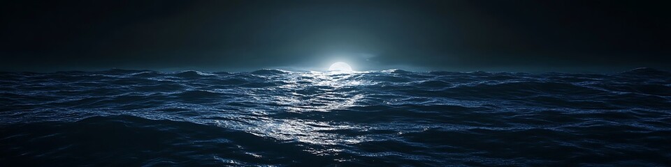 Ocean waves at night with moonlight seascape wallpaper background for desktop and phone wallpaper use