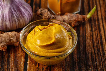 Indian yellow spicy curry sauce