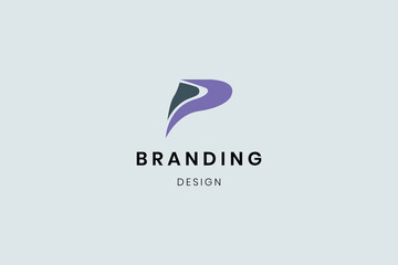 Letter P logo colorful monogram from abstract shapes