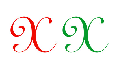 x letter icon vector design red and green color