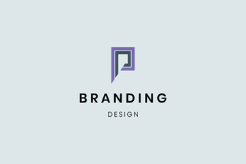 Obraz premium Letter P logo colorful monogram from abstract shapes