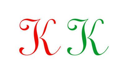 Obraz premium k letter icon vector design red and green color