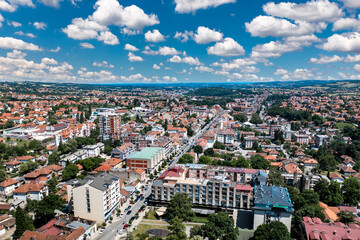 Arandjelovac, Sumadija, Central Serbia. Aerial drone view Panorama of city