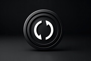 Black circular icon with white double-arrowed circle