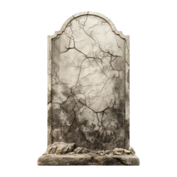 Spooky Cracked Headstone Isolated for Halloween on transparent background