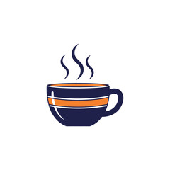 A simple vector icon of a hot cup of coffee, tea, or other beverage with steam