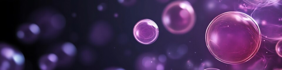 Obraz premium Purple spheres floating abstract background for science technology and medical visualization hundred chars