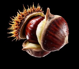 Close Up of a Single Chestnut in its Spiky Husk