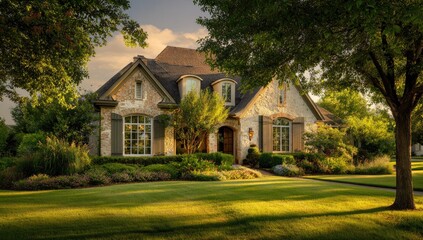 Obraz premium Elegant home nestled among trees