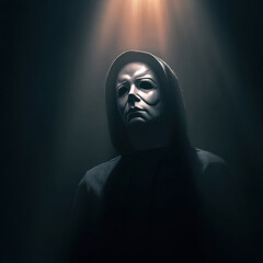 Creepy Halloween Costume on Dark Background