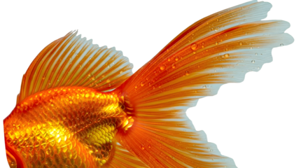 Goldfish tail and body with water droplets