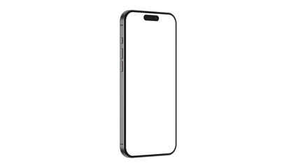 iPhone Pro on transparent background for web design and UX/UI mockups. Side view with empty blank screens.