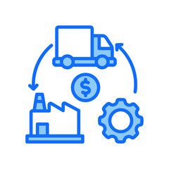 Supply Chain blue color icon
