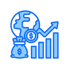 Economic Trends blue color icon