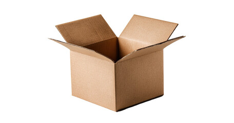 An open, light brown cardboard box