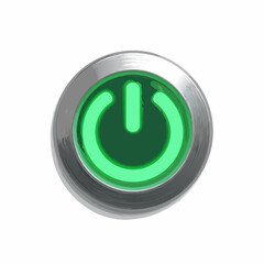 Green power button icon with grunge effect.