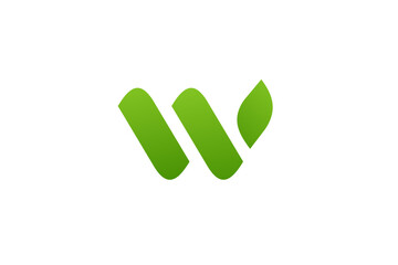 Letter W eco leaves logo icon design template elements
