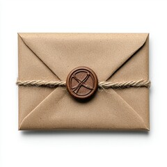 Rustic Brown Kraft Paper Envelope with Wax Seal and Twine