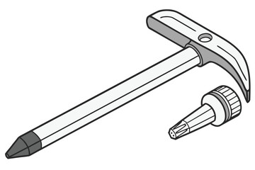 Set of hammer and nails tools on white background