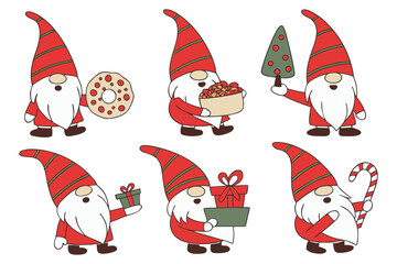 Santa Claus collection with Christmas decorations and holiday fun illustration