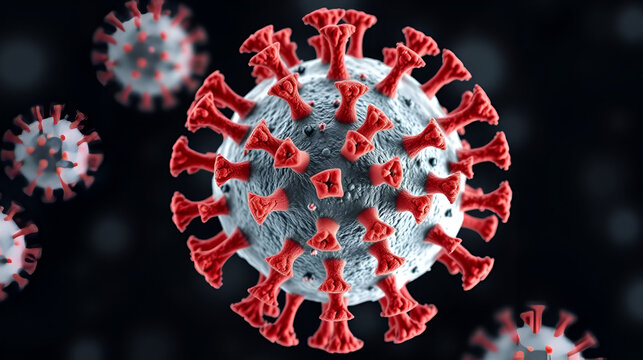 Enterovirus, a picornavirus that causes infectious diseases: hand, foot, mouth disease, herpangina. Echovirus, rhinovirus infections. single-stranded RNA genome, medical 3D..