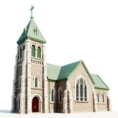 Obraz premium Historic church architecture towered structure religious building faith place white background
