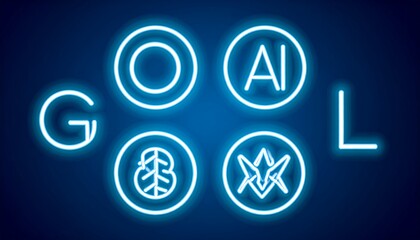 Neon glowing buttons, game controller