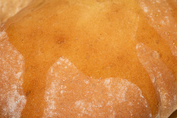 Close Up Macro of a Ciabatta Bread Roll Top Fluffy Baking with Olive Oil