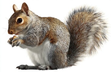 Obraz premium Red Squirrel Holding Nut Isolated on White Background