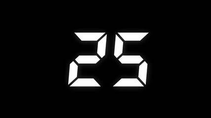 30 seconds countdown timer animation video with white digital letters on transparent background with alpha channel. - Powered by Adobe