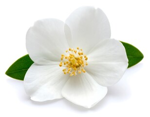 Obraz premium Close-up of a white flower with leaves