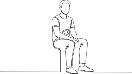 Fototapeta premium Linear artistry capturing a seated man's form in minimalist line