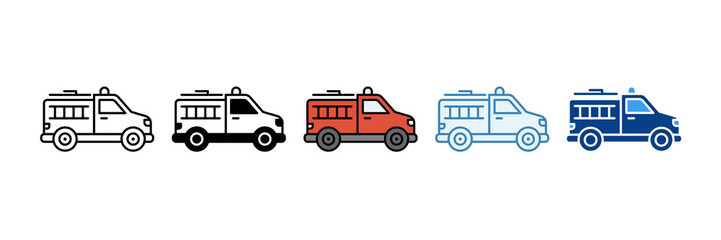 Fire Engine  Icon Set Multiple Style Collection