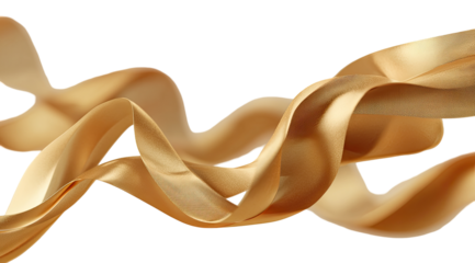 Gold silk ribbon, flowing, abstract design