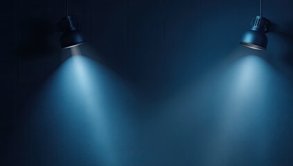 Two spotlights illuminating a dark backdrop