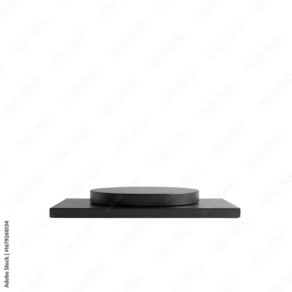 Wall mural black minimalist display platform isolated on transparent background