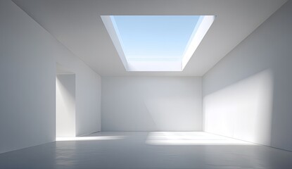 Empty white room with skylight (2)
