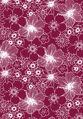 Big flowers pattern, upscale floral pattern. graphical textures floral, trendy colors pattern , flowers background with leaves. vector illustration