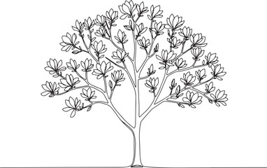 Obraz premium Elegant simplicity: A minimalist magnolia tree line drawing for