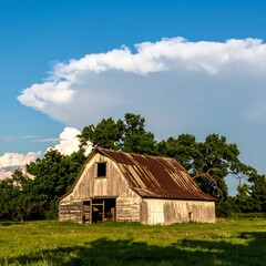 Obraz premium Old weathered barn under a dramatic sky