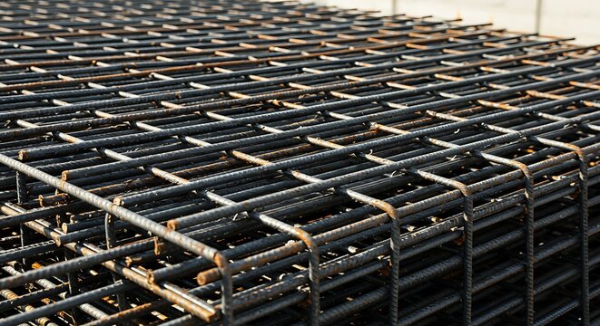 Stack of Welded Wire Reinforcement Mesh.