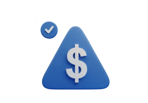 Dollar sign in a warning triangle isolated on transparent background