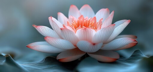 Soft pink lotus flower in full bloom on white background, peaceful and serene
