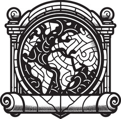 An elegant silhouette of a woman working at a desk in a detailed office illustration