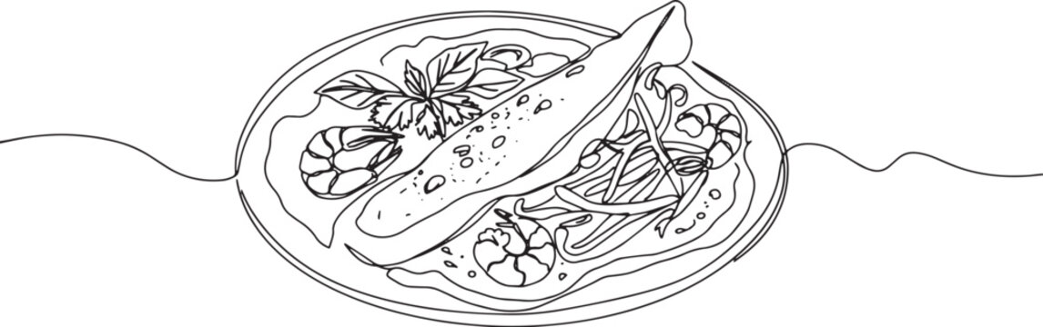 Elegant continuous line drawing illustrating vibrant vietnamese