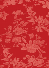 Big flowers pattern, upscale floral pattern. graphical textures floral, trendy colors pattern , flowers background with leaves. vector illustration