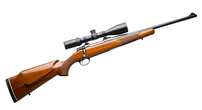 Hunting rifle with scope for target practice and long range shooting