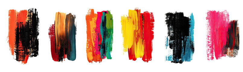 Fototapeta premium Abstract colorful brushstrokes arranged in a horizontal row