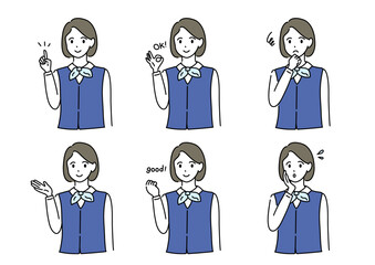 いろいろな仕草の女性ビジネスパーソン